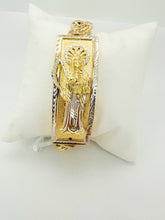 Load image into Gallery viewer, Chino link bar bracelet 10 k gold santa muerte, 21mm ID box (0060)
