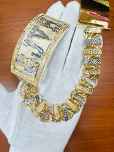 Load image into Gallery viewer, Chino link  bar bracelet 10 k gold , ID BOX 30-33 mm 000110

