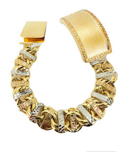 Load image into Gallery viewer, Chino link  bar bracelet 10 k gold , ID BOX 30-33 mm 000110
