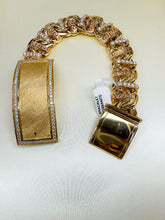 Load image into Gallery viewer, Chino link bar bracelet 10 k gold, 26mm ID box with moissanite (0090)
