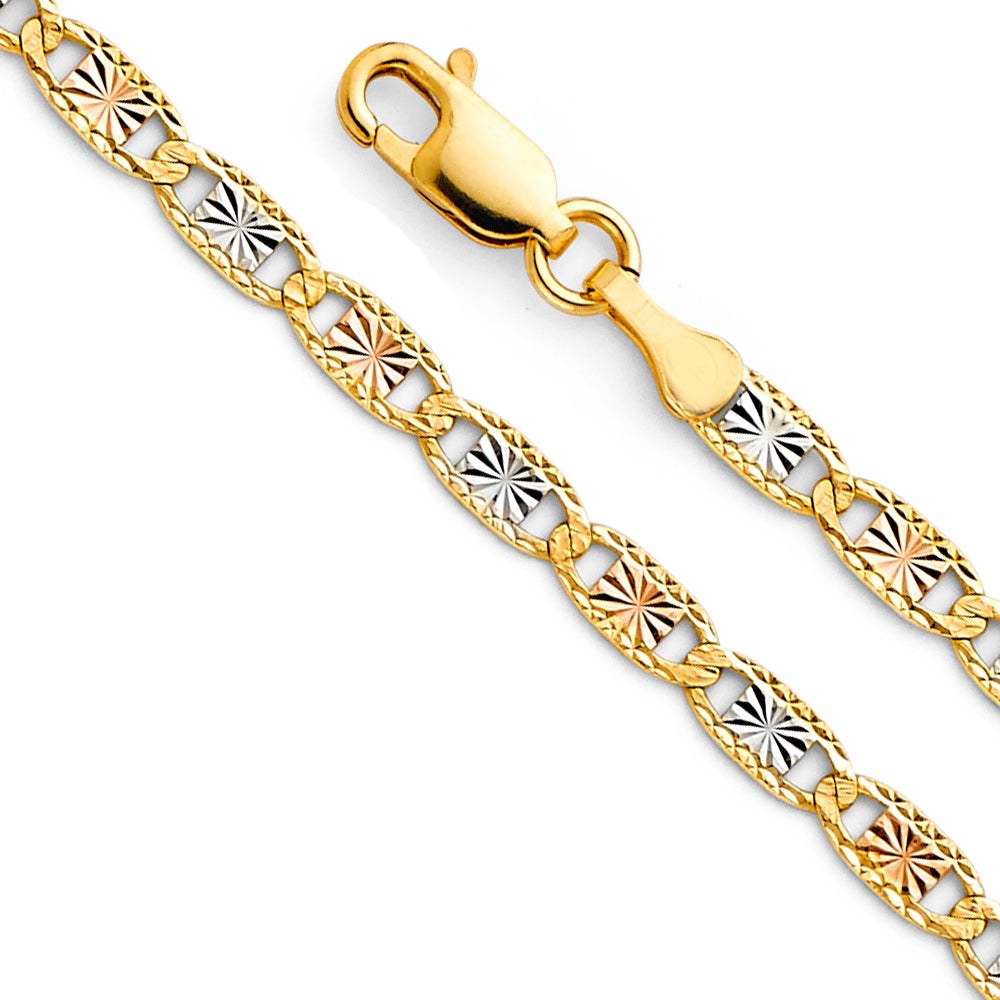 14 Karat Gold Valentino Tri-Tone Color Chain 3.3mm
