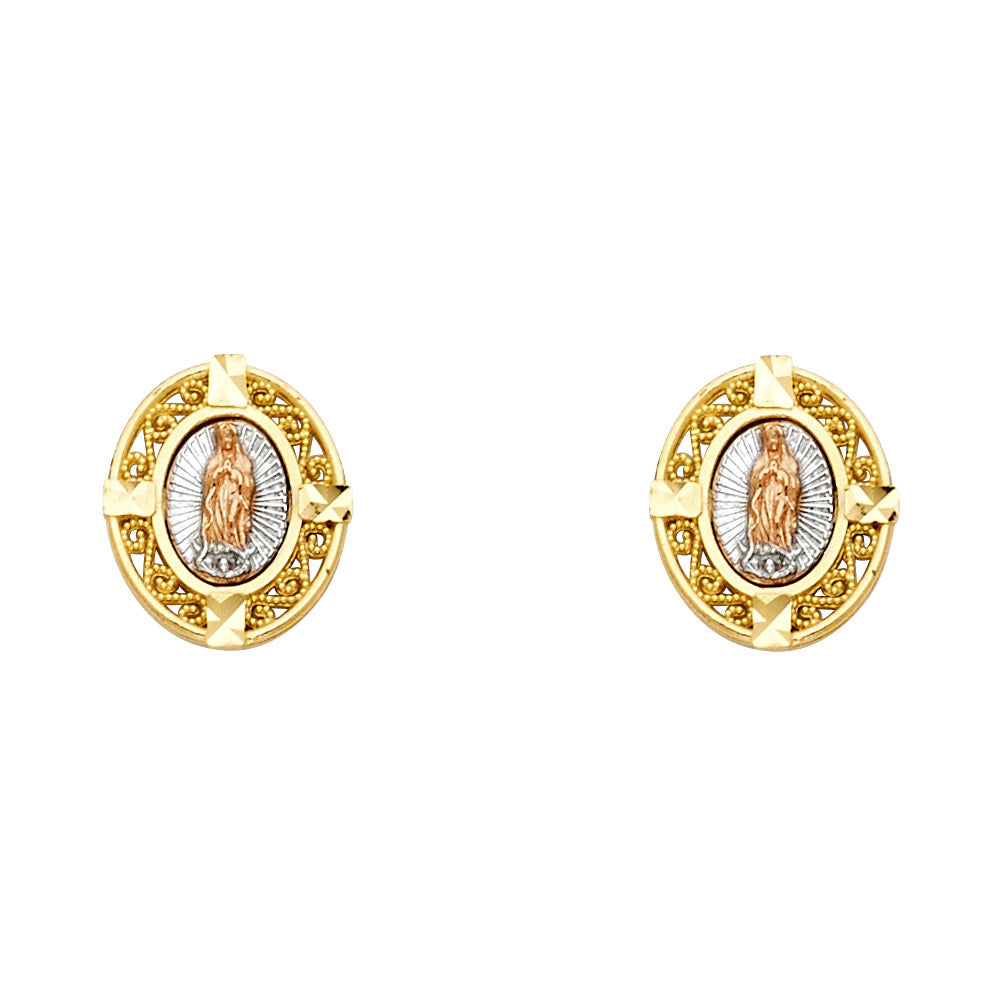 Assorted Earrings with push back 14 karat gold Tri-Tone