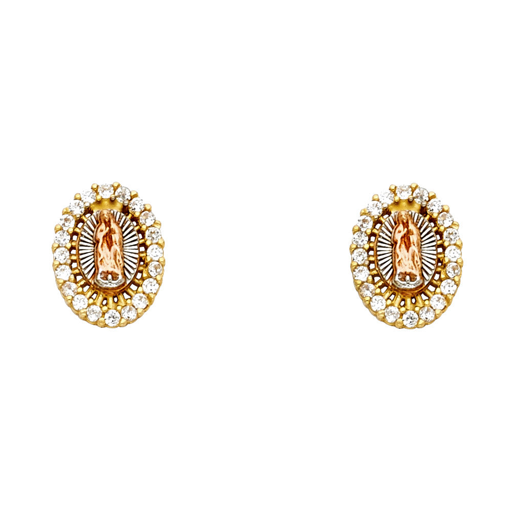 Assorted Earrings with push back 14 karat gold Tri-Tone