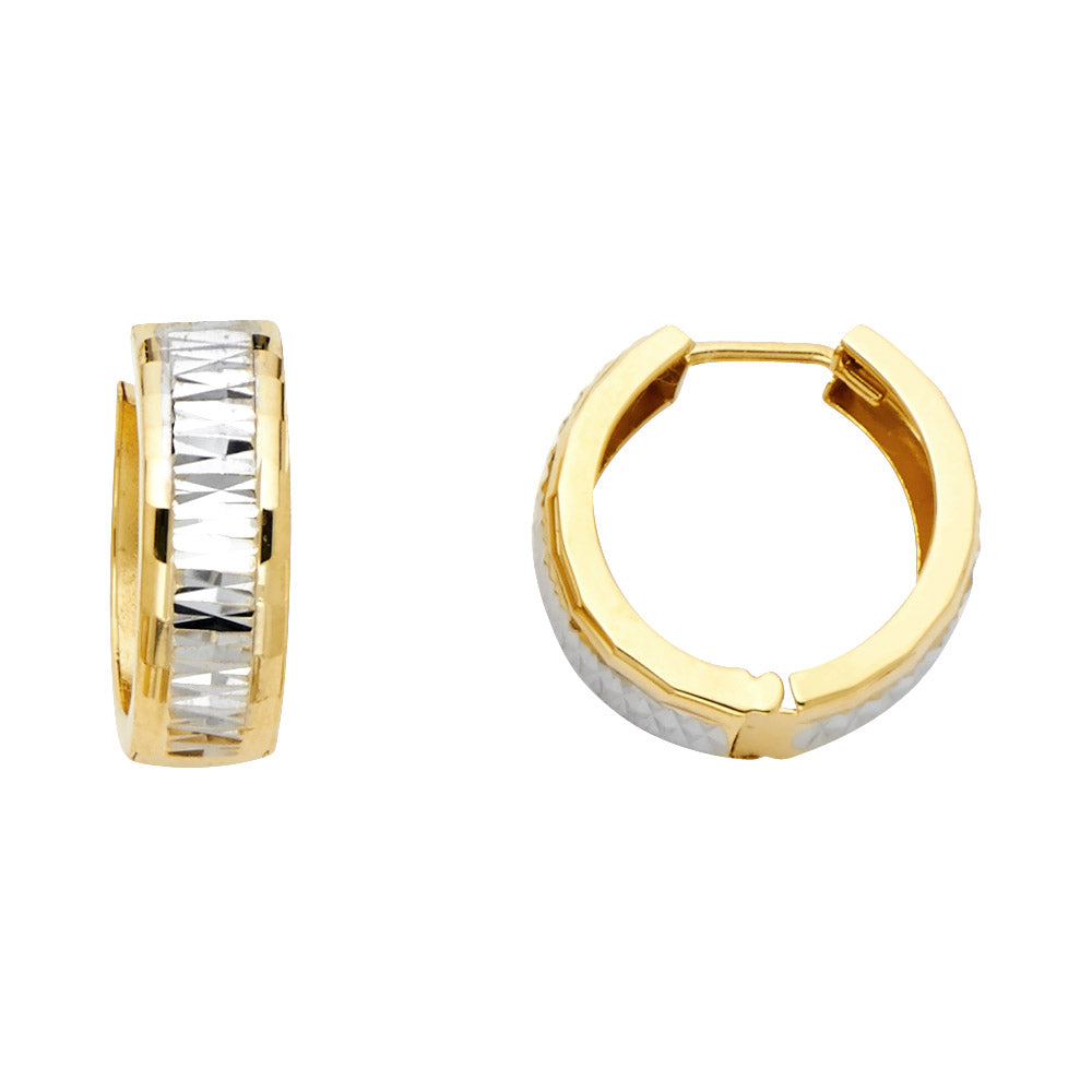 Huggies Earrings 14 Karat Gold  Two-Tone