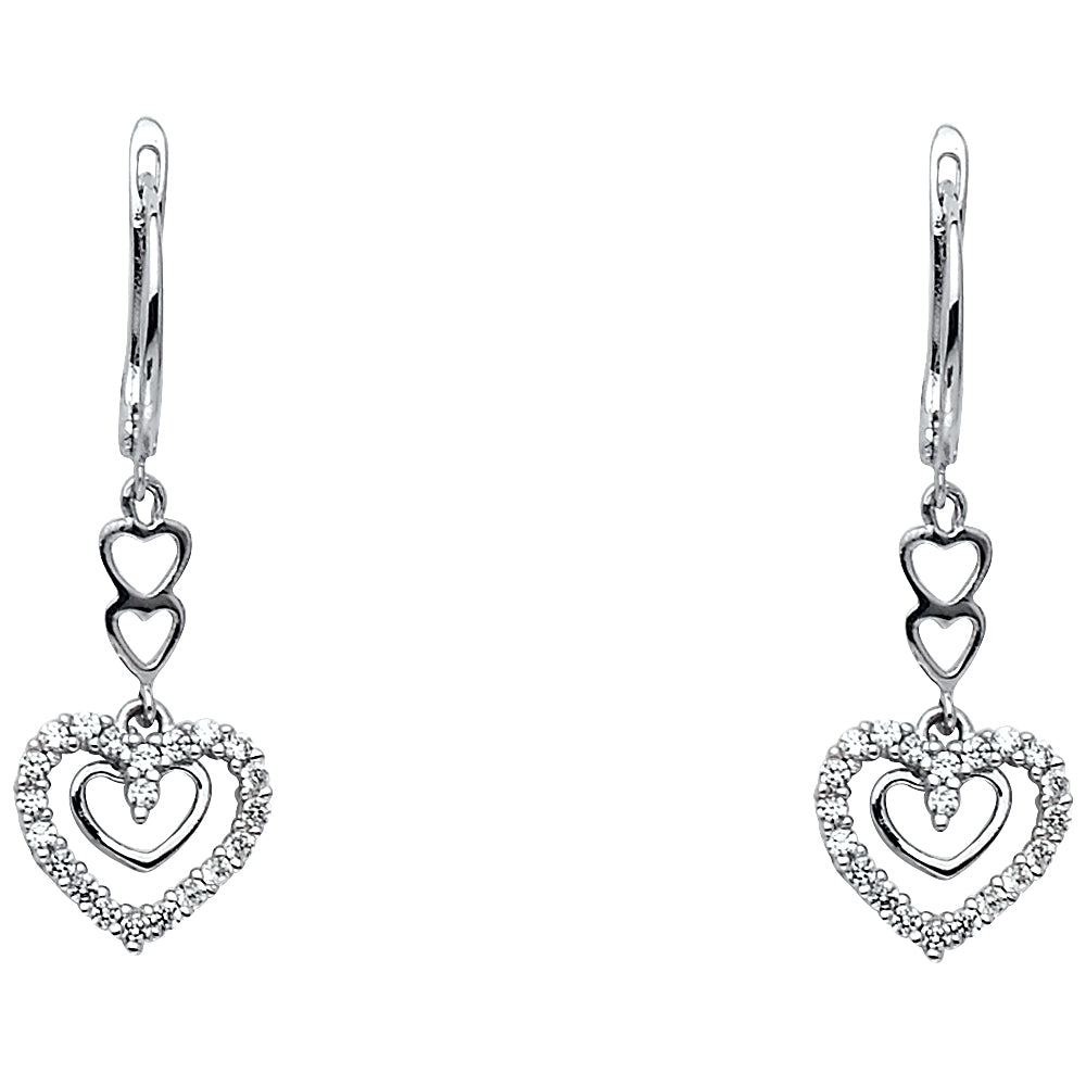14 karat white gold heart earring