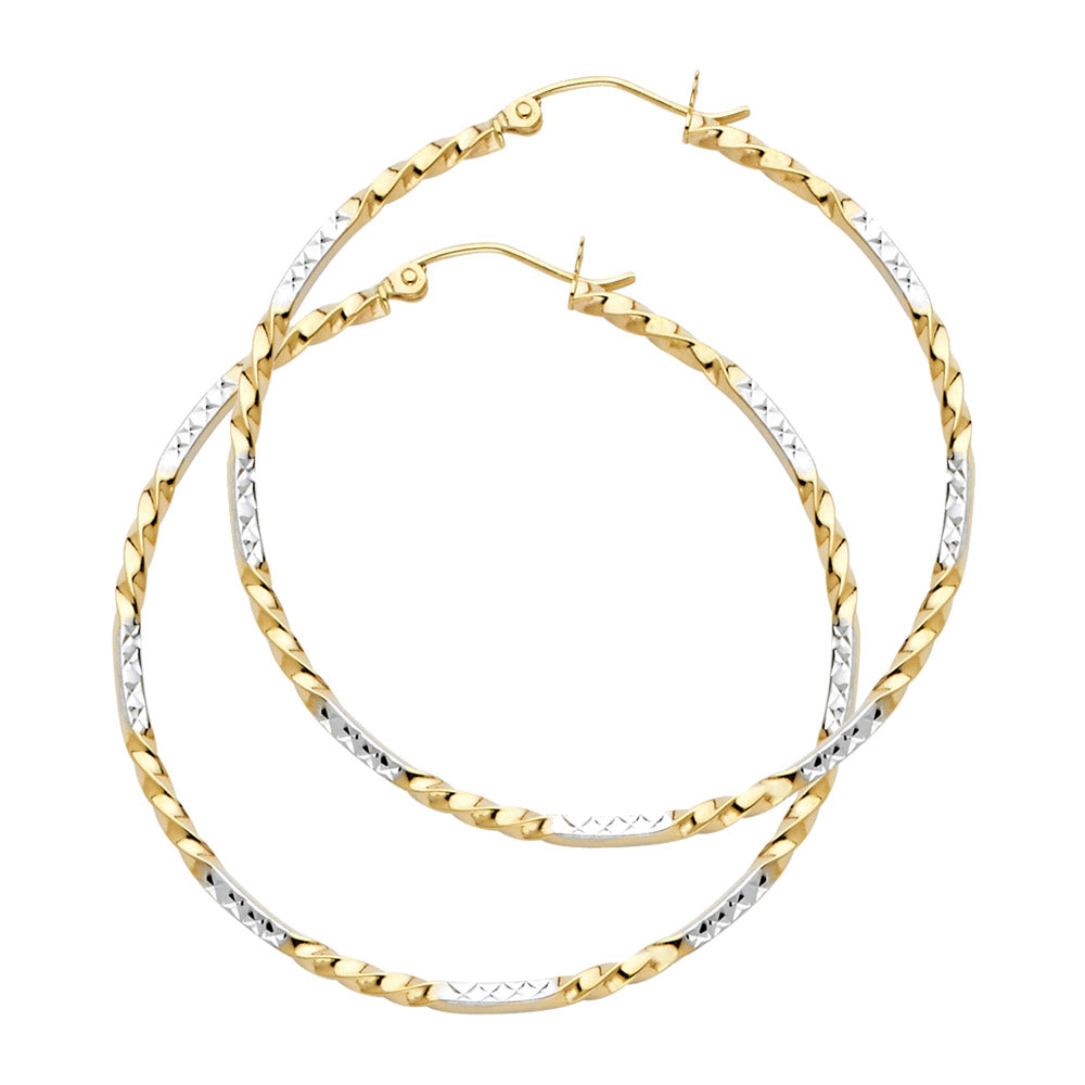 Hoop Earrings 14 Karat Gold Tri-Tone