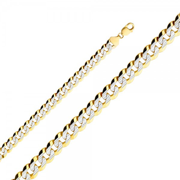 14K Solid Gold 2 Tones Cuban Chain 12.2mm