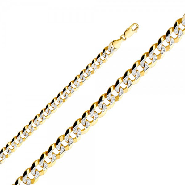 14K Solid Gold 2 Tones Cuban Chain 9.8mm