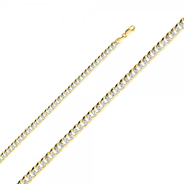 14K Solid Gold 2 Tones Cuban Chain 6.9mm