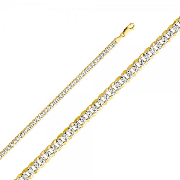 14K Solid Gold 2 Tones Cuban Chain 4.8mm