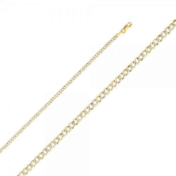 14K Solid Gold 2 Tones Cuban Chain 2.7mm