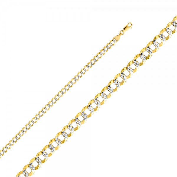 14K Solid Gold 2 Tones Open Cuban Chain 4.7mm
