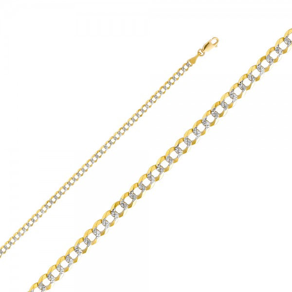 14K Solid Gold 2 Tones Open Cuban Chain 3.6mm