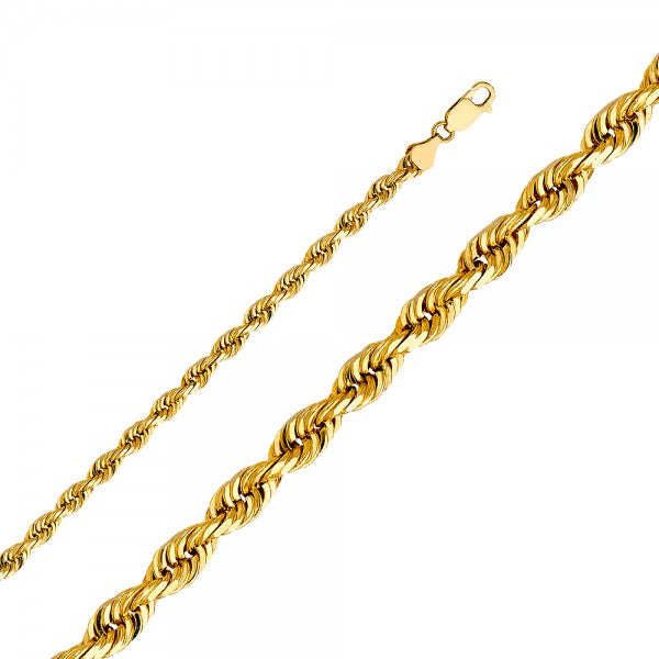 14K Solid Gold Rope Chain 6.0mm
