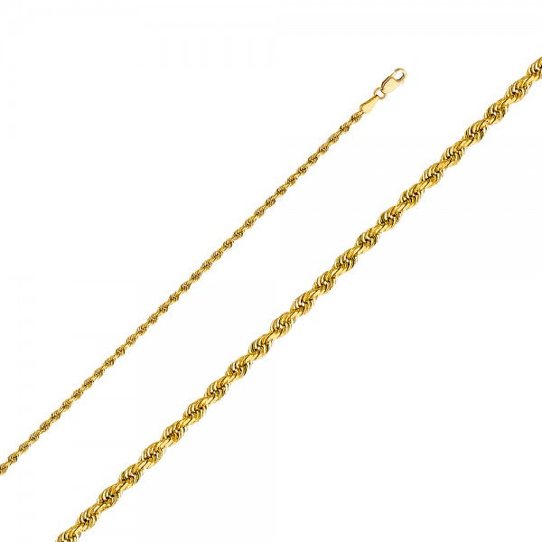 14K Solid Gold Rope Chain 2.5mm