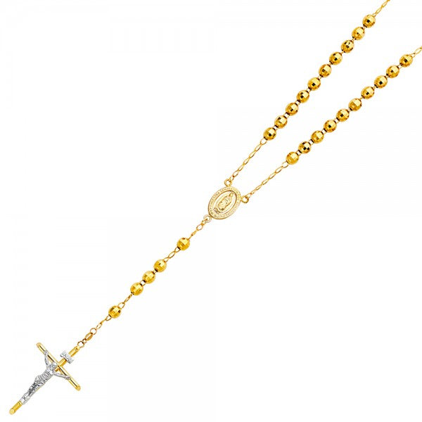 14K Gold Rosary Necklace 6mm
