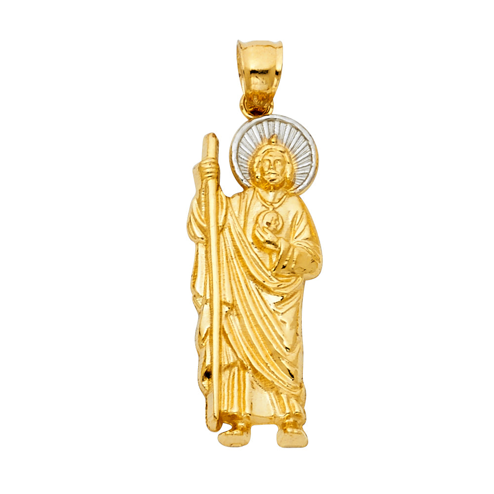 14 karat two tone gold religious pendant