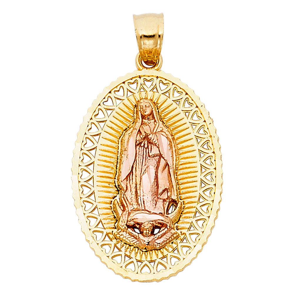 14 karat two tone gold religious pendant
