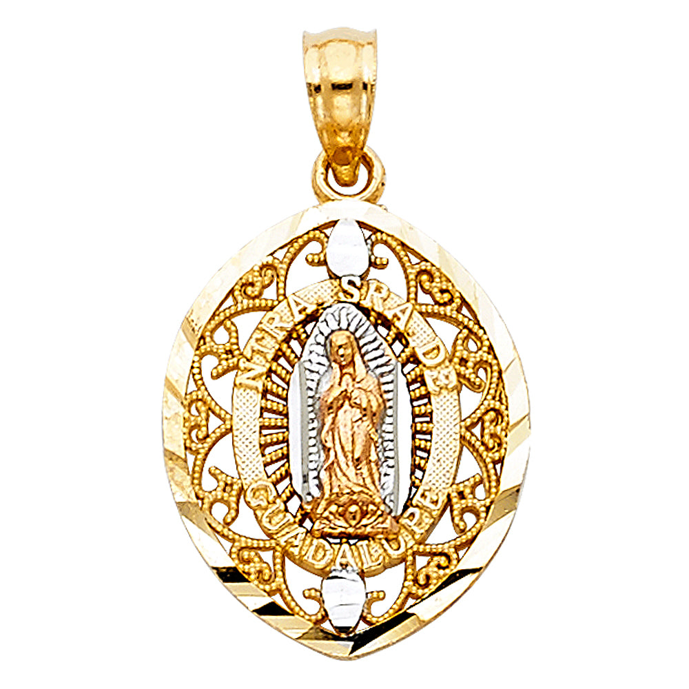 14 karat two tone gold religious pendant