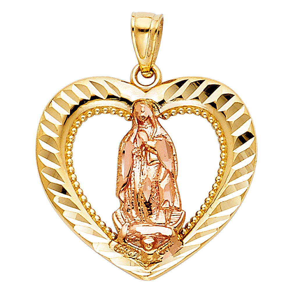 14 karat two tone gold religious pendant