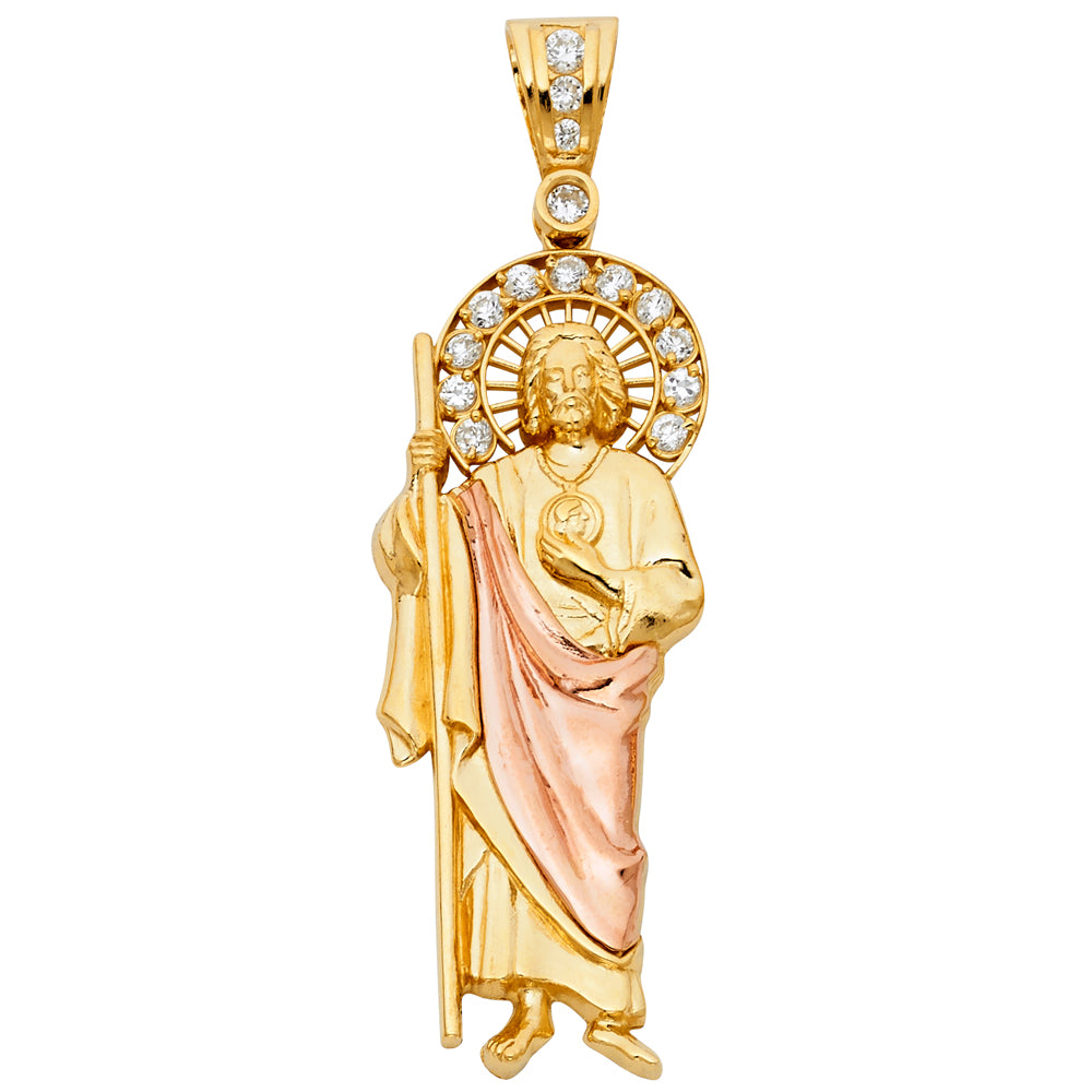 14 karat two tone gold religious pendant
