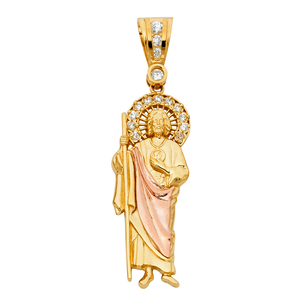 14 karat two tone gold religious pendant