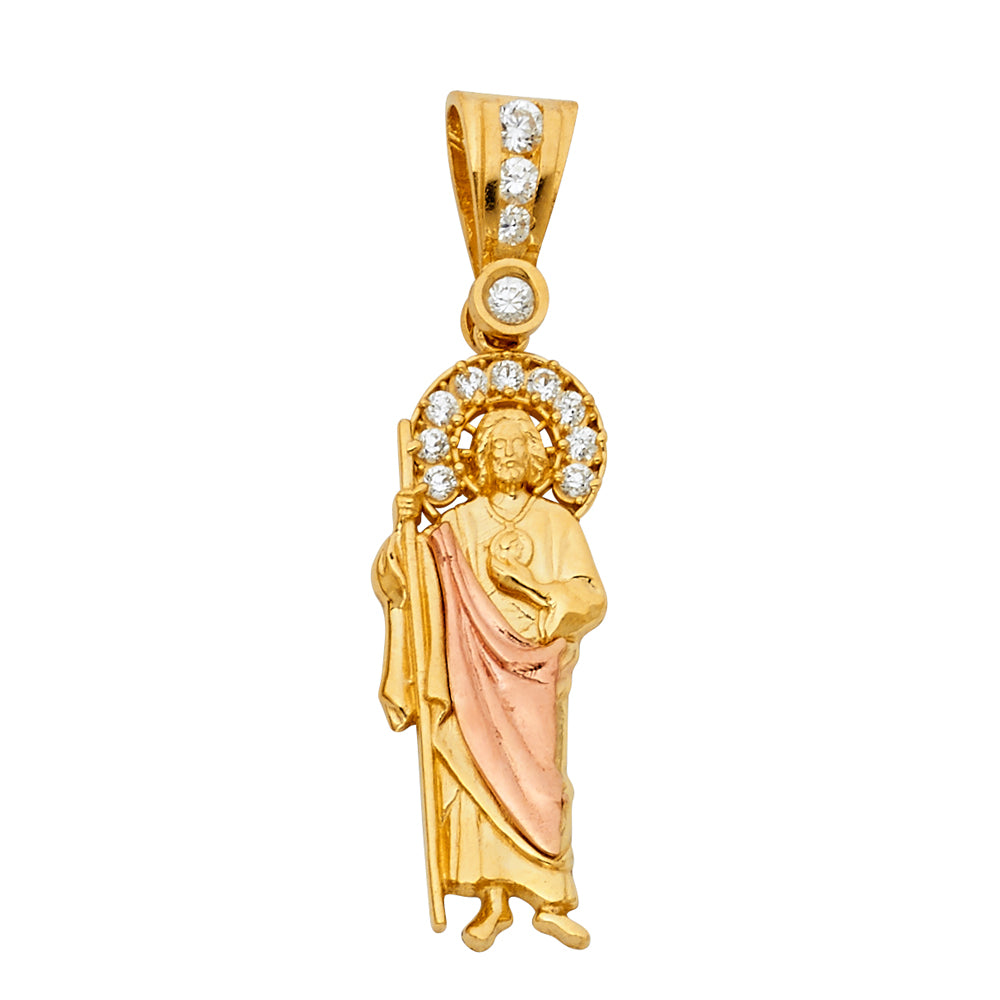 14 karat two tone gold religious pendant