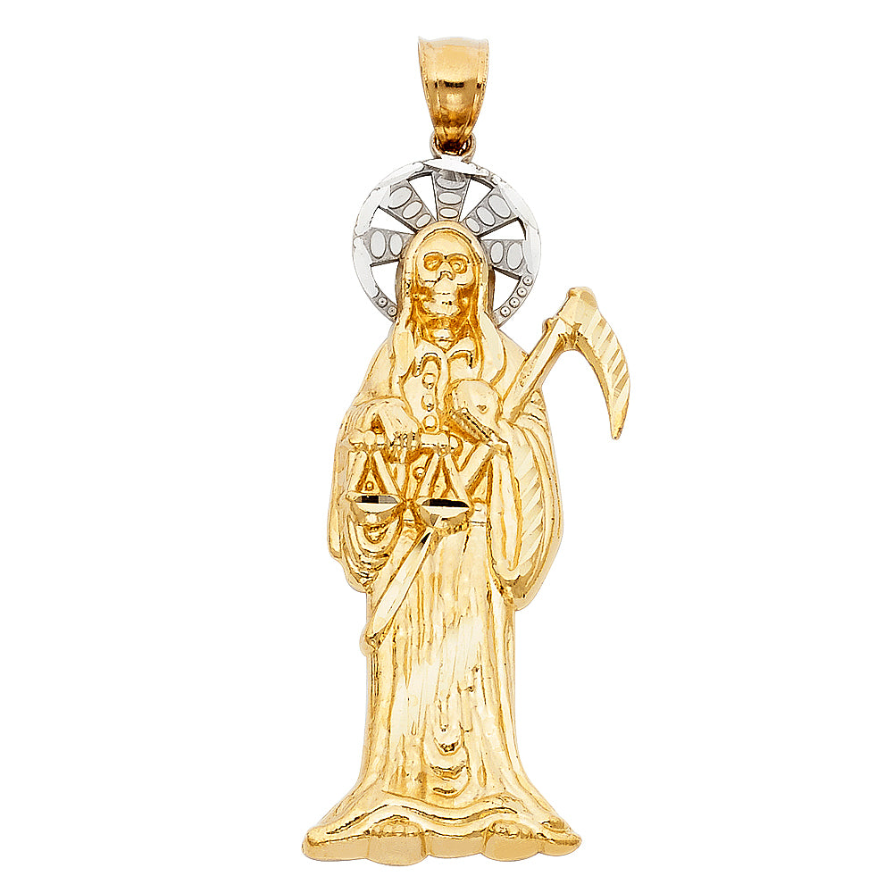 14 karat two tone gold religious pendant