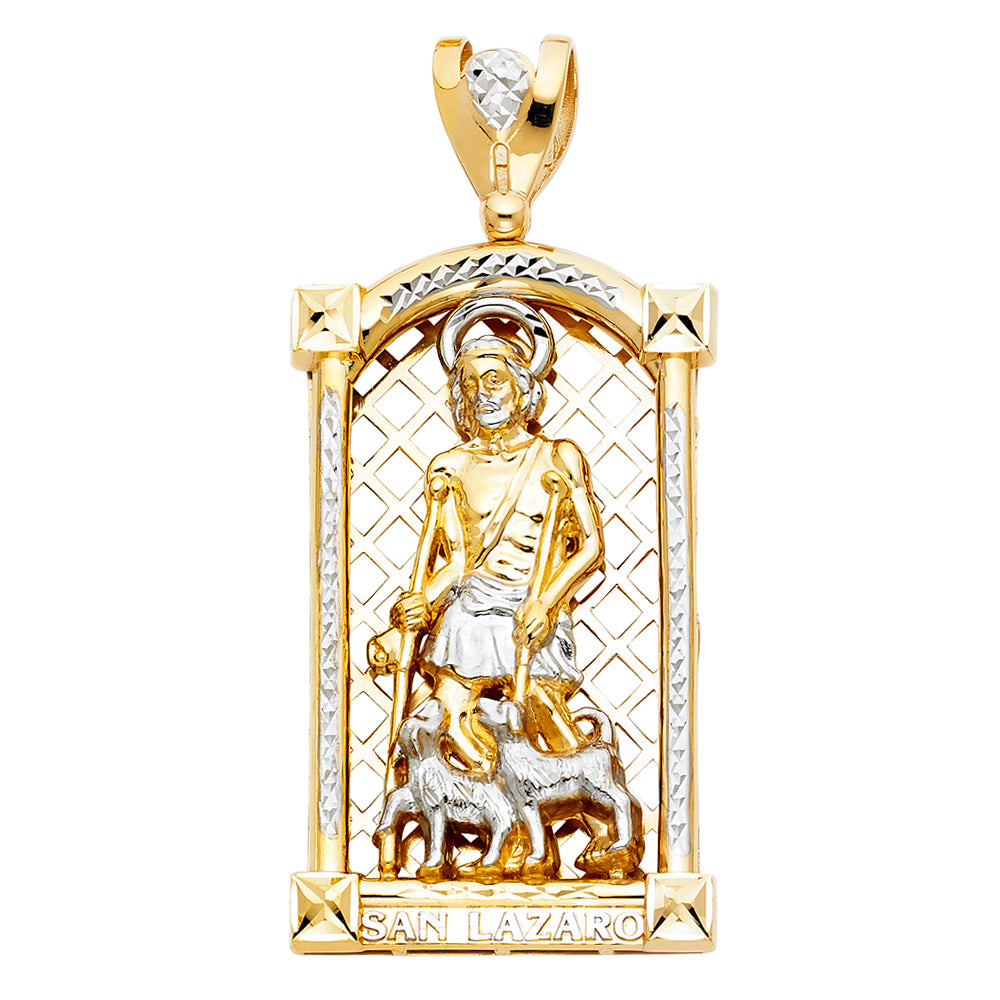 14 karat two tone gold religious pendant