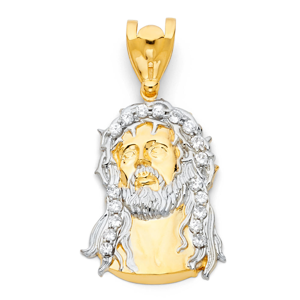 14 karat two tone gold  jesus pendant