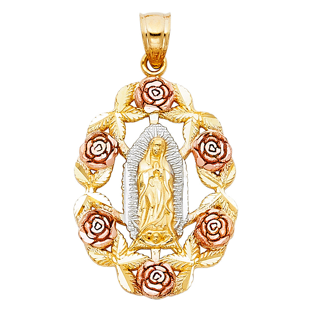 14 karat tri-color gold religious pendant