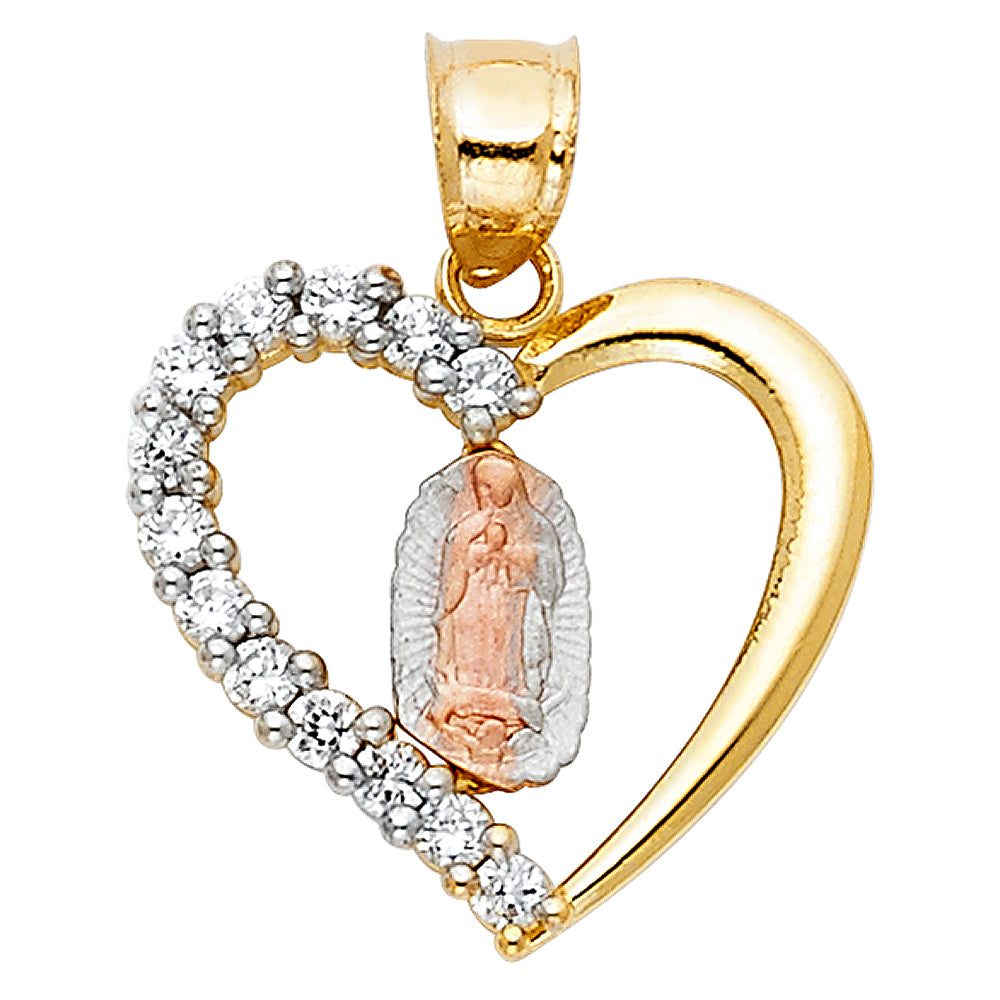 14 karat tri-color gold religious pendant