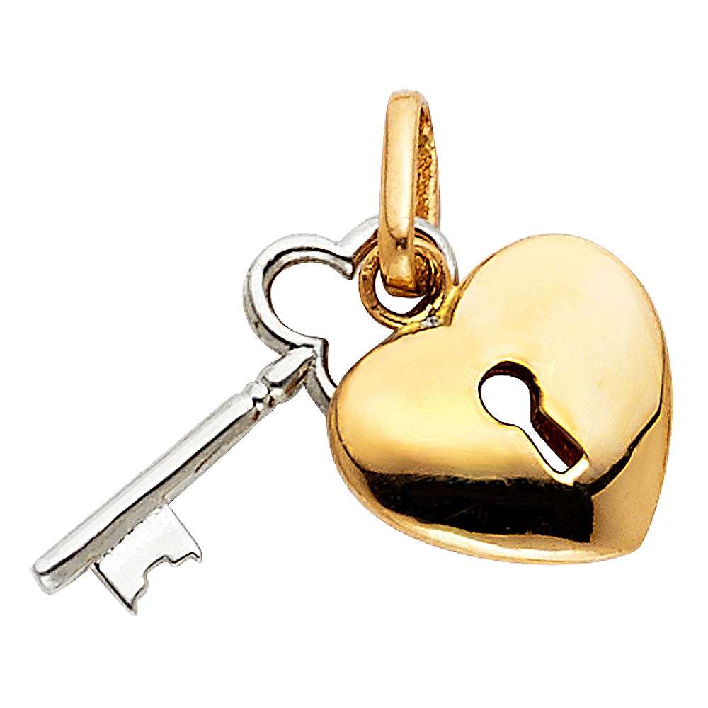 14 karat gold heart key pendant