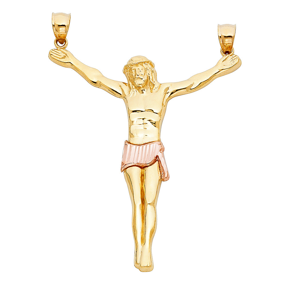 14 karat two tone gold jesus pendant