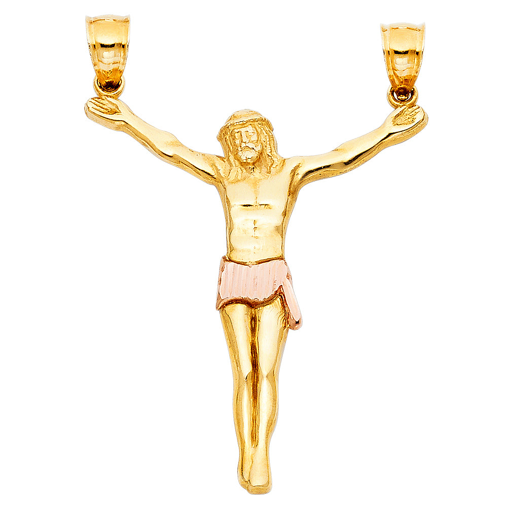 14 karat two tone gold jesus pendant