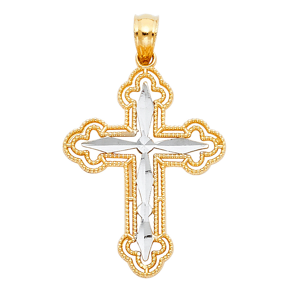 14 karat two tone cross pendant