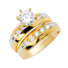 Load image into Gallery viewer, 14 Karat Gold CZ Stone Wedding Ring Set

