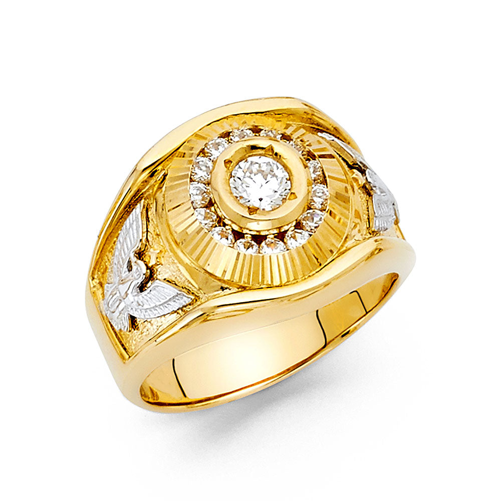 14K Gold CZ Stone Men Ring