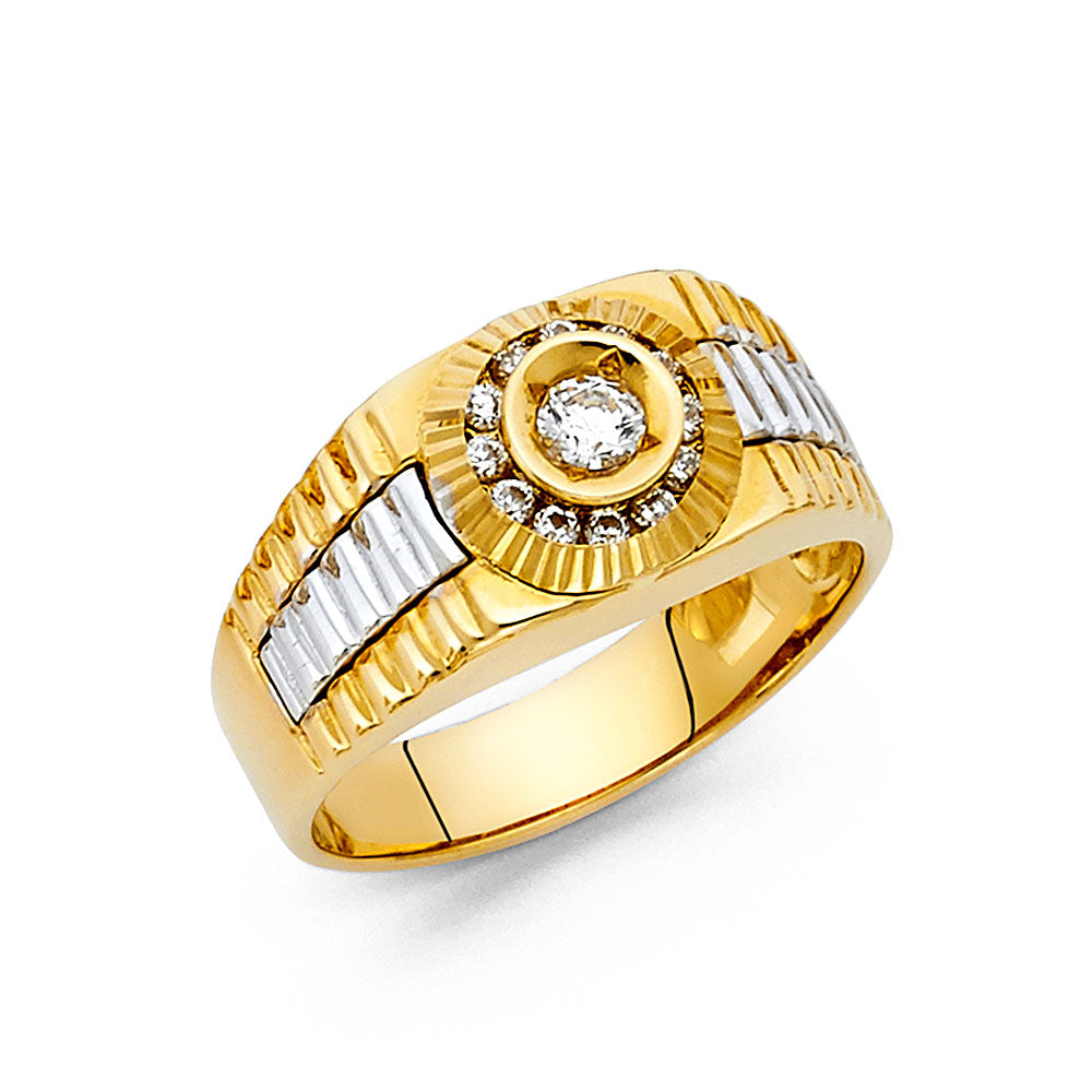 14K Gold CZ Stone Men Ring