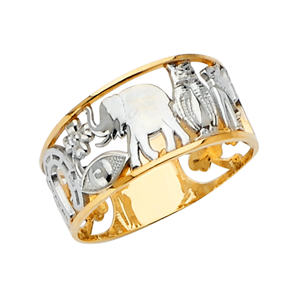 14K Gold Two Tones Lucky Ring