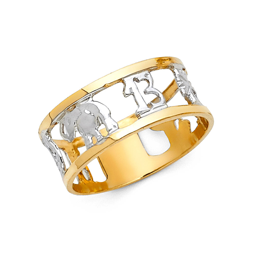 14K Gold Two Tones Lucky Ring
