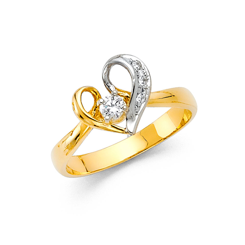 14K Gold Two Tones Lady Ring