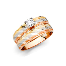 Load image into Gallery viewer, 14 Karat Gold CZ Wedding Ring Set
