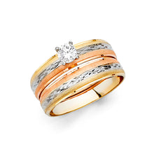 Load image into Gallery viewer, 14 Karat Gold CZ Wedding Ring Set
