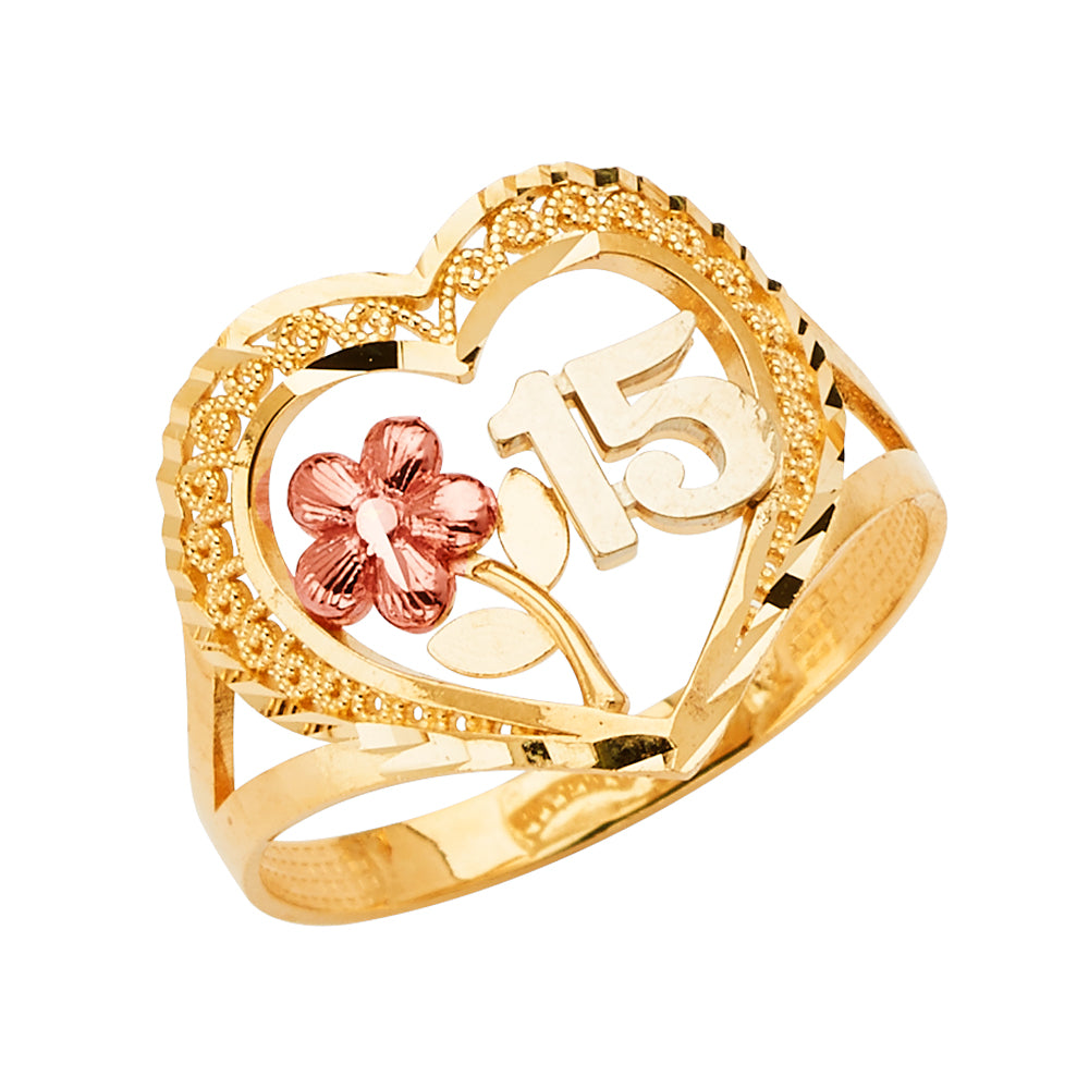 14k Gold 15 Anos Ring