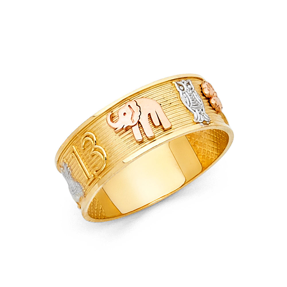 14K Gold Tri-Color Lucky Ring