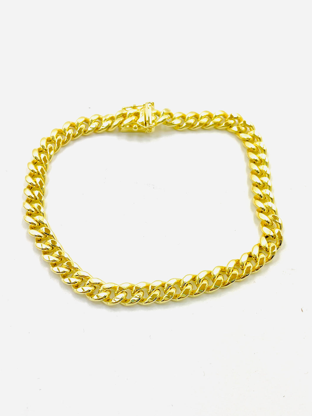 Miami Cuban link bracelet 10 karat gold 7.5 mm semi holloW
