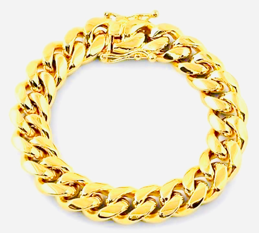 Miami Cuban bracelet 11 mm semi hollow 10 karat gold