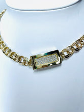 Load image into Gallery viewer, Chino link chain 9 mm 10 karat gold with Moissanite diamond on box inside

