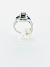 Load image into Gallery viewer, 14 karat white gold diamond ring 0.64 CT and sapphire
